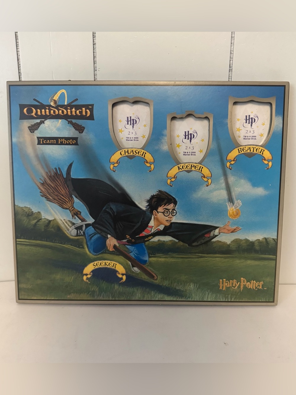 Vintage 2000 Harry Potter Quidditch Team Photo Frame Wood Board 2000 12"x14"